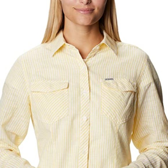 🆕Columbia Women's Camp Henry™ II LS Shirt, Sun Glow Vertical Stripe, Brand NEW - Picture 4 of 7